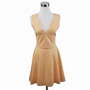 Necessary Objects M Orange Scallop Midi Dress NWT